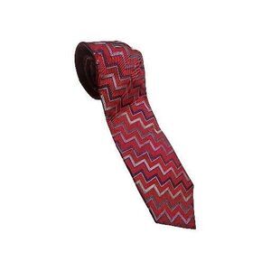 Awesome ZIGZAG TIE! Tom James Filo A Mano SILK Woven HAND TAILORED Red Abstract